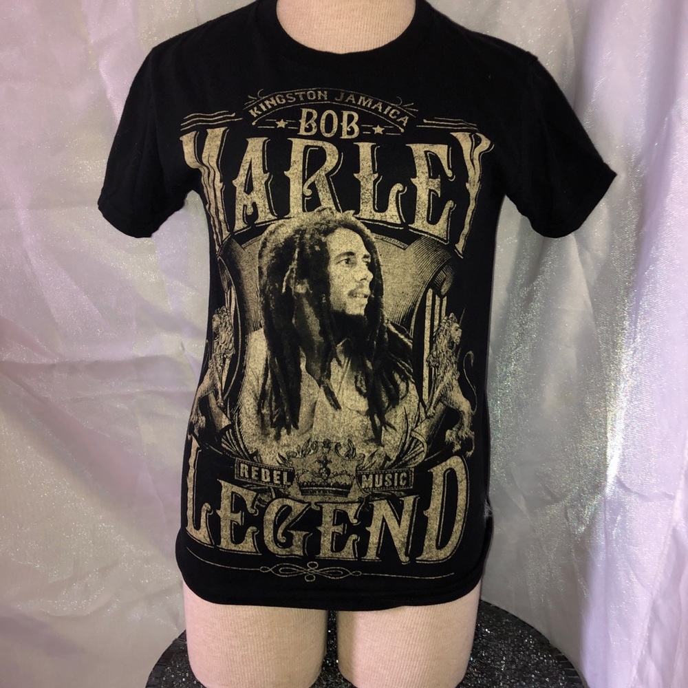 Black and gold Bob Marley t shirt